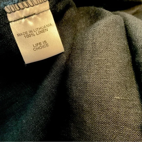 FLAX sz Large Linen Skirt Stretch Waist Pull On Black - Picture 4 of 5